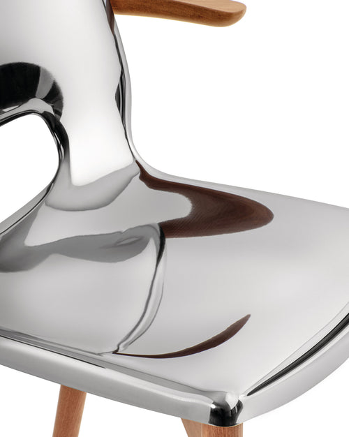 Poêle Collection mirror polished Monoshell chair with armrests Alessi 7