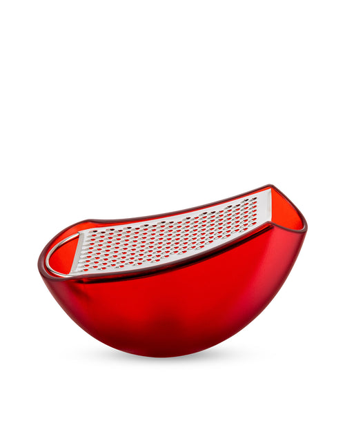 Parmenide red Grater with cheese cellar Alessi